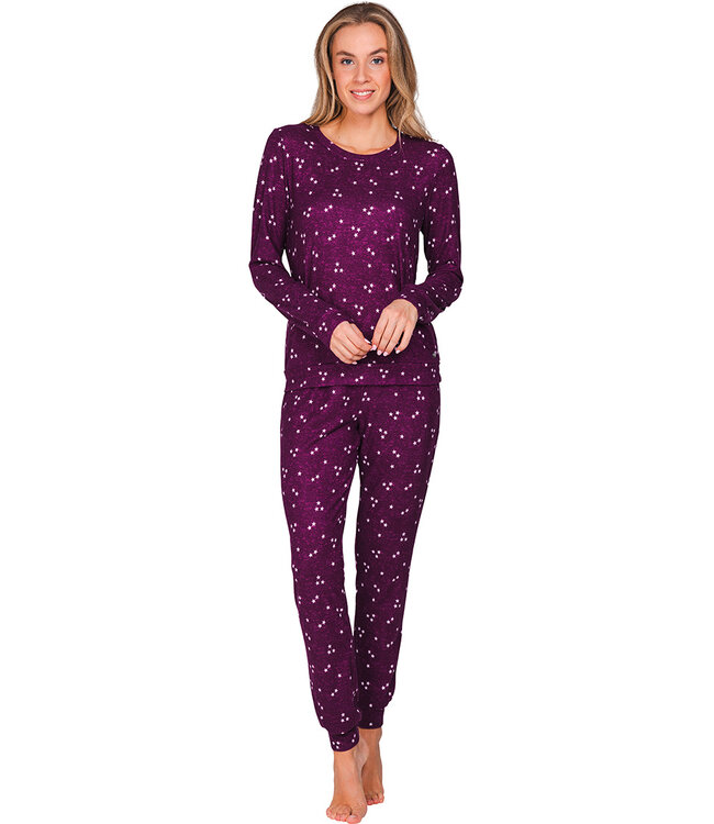 Donkerpaarse fleece pyjama met lange mouwen Fabulously Starry