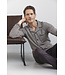 Dark grey cotton men's pyjama with revere collar Geometric Block