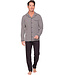 Dark grey cotton men's pyjama with revere collar Geometric Block