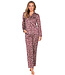 Dark red cuddle satin ladies pyjama full button Soft Animal