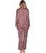 Dark red cuddle satin ladies pyjama full button Soft Animal