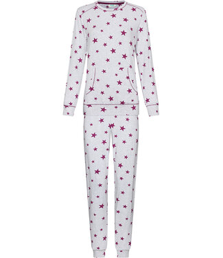 MyRebelle Grijze pyjama met kangoeroe zak en lange mouwen Fabulously Starry