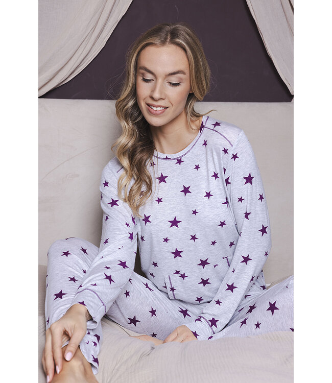 Grey pyjama with kangaroo pocket Fabulously Starry
