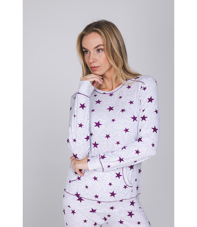 Grey pyjama with kangaroo pocket Fabulously Starry