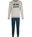 Pastunette for Men Dark blue men's pyjama with round neckline Racing Day