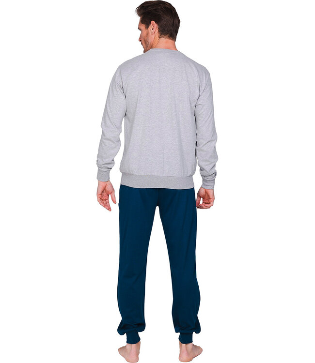 Dark blue men's pyjama with round neckline Racing Day