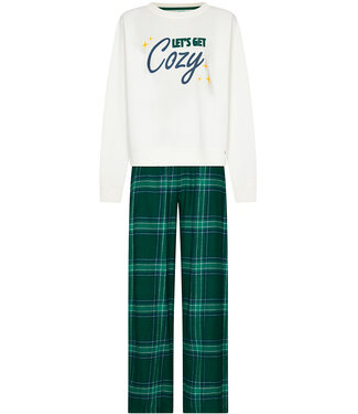 MyRebelle Green pyjama french terry top kangaroo pocket Cosy Check