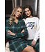 Groene pyjama met french terry top en kangoeroe zak Cosy Check