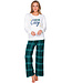 Green pyjama french terry top kangaroo pocket Cosy Check