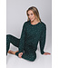 Donkergroene katoenen pyjama met oversized top Starry Style