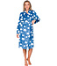Blue fleece jacquard wrap morning gown long Fluffy Star