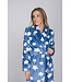 Blue fleece jacquard wrap morning gown long Fluffy Star