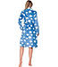 Blue fleece jacquard wrap morning gown long Fluffy Star