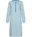 Pastunette Blauw katoenen french terry nachthemd lange mouwen Checkered Blocks