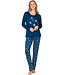 Donkerblauwe bio-katoenen pyjama met lange mouwen Snowflake Sparkle