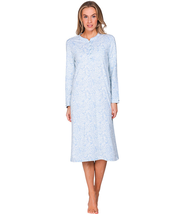 Blue cotton nightdress with long sleeves Vintage Paisley