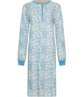 Pastunette Blue cotton interlock long sleeved nightdress Vintage Paisley