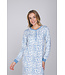 Blue cotton interlock long sleeved nightdress Vintage Paisley