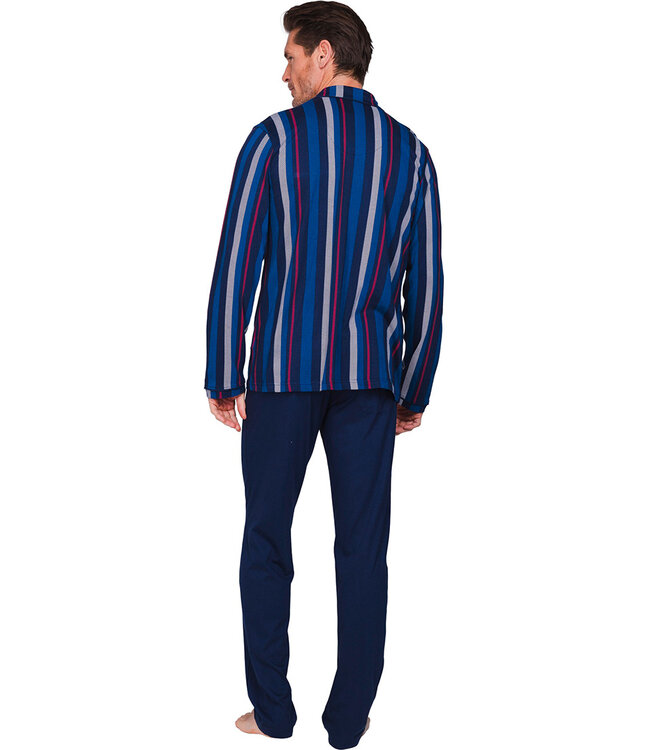 Dark blue men's pyjama with revere collar Modern Stripe