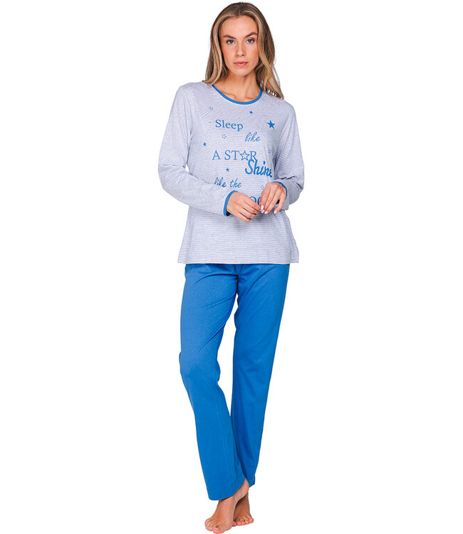 Blauwe katoenen pyjama met lange mouwen Shining Stars