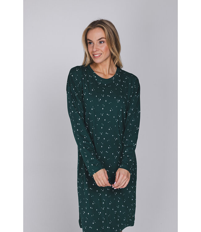 Dark green oversized cotton nightdress Starry Style