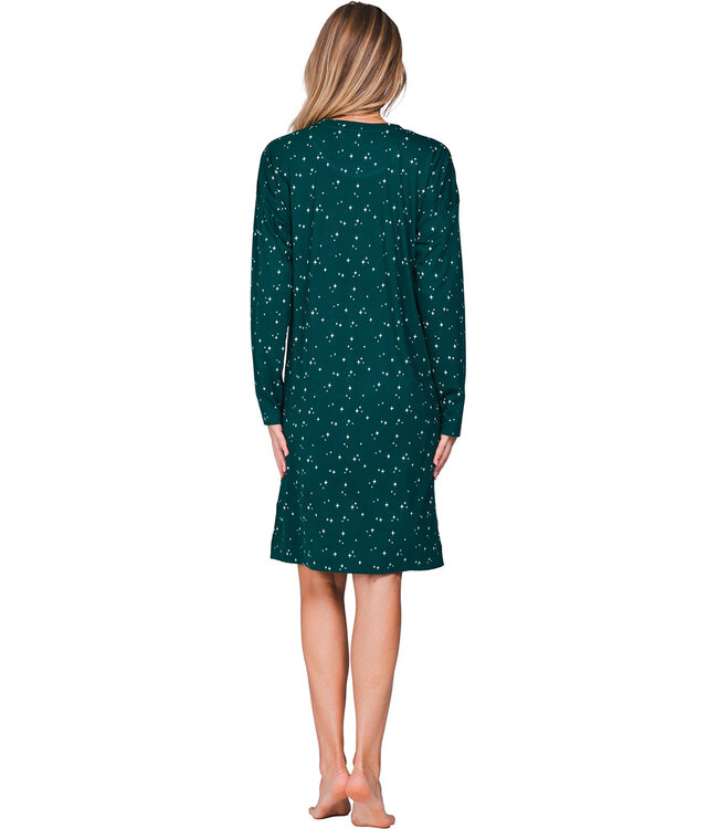 Donkergroen oversized nachthemd van katoen Starry Style