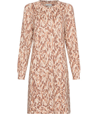 Pastunette Brown fleece nightdress with long sleeves Pastel Flowers