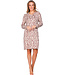 Brown fleece nightdress with long sleeves Pastel Flowers