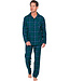 Donkerblauwe katoenen flanel heren pyjama lange mouw Forest Check