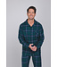 Donkerblauwe katoenen flanel heren pyjama lange mouw Forest Check