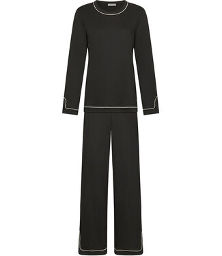 Pastunette Premium Donkergrijze katoenen damespyjama met splitjes lange mouwen Monochrome Fashion