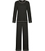 Pastunette Premium Donkergrijze katoenen damespyjama met splitjes lange mouwen Monochrome Fashion