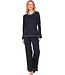 Dark grey cotton ladies pyjama with slits long sleeves Monochrome Fashion