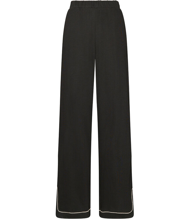 Dark grey cotton ladies pyjama with slits long sleeves Monochrome Fashion