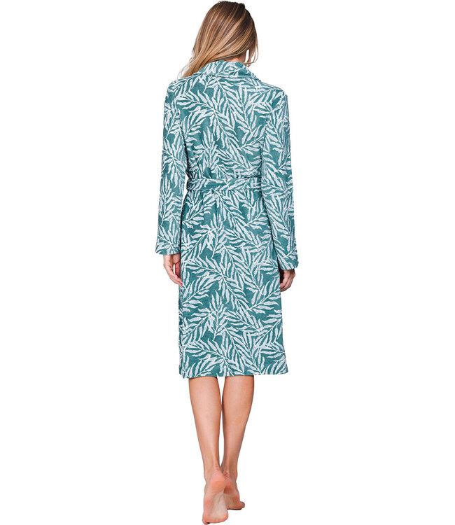 Donkergroene jacquard badstof ochtendjas Pretty Bamboo