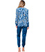 Donkerblauwe velours damespyjama lange mouwen Paisley Art