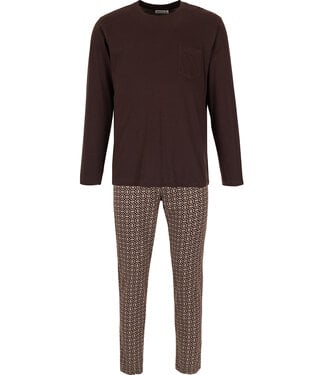 Pastunette for Men Dark grey cotton men's pyjama with round neckline Geometric Block