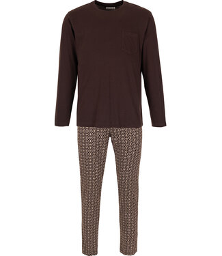 Pastunette for Men Donkergrijze katoenen heren pyjama met ronde hals Geometric Block