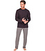 Dark grey cotton men's pyjama with round neckline Geometric Block