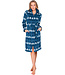 Donkerblauwe fleece ochtendjas met rits lang Nordic Beauty