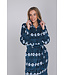Donkerblauwe fleece ochtendjas met rits lang Nordic Beauty