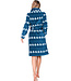 Donkerblauwe fleece ochtendjas met rits lang Nordic Beauty