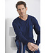 Dark blue long sleeved men's pyjama with V-neck Modern Stripe