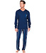 Dark blue long sleeved men's pyjama with V-neck Modern Stripe