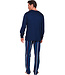 Dark blue long sleeved men's pyjama with V-neck Modern Stripe
