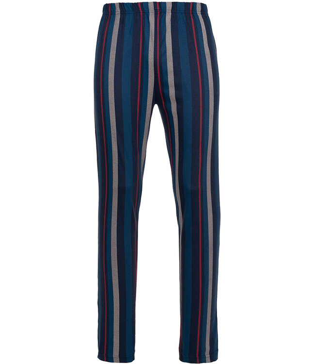 Dark blue long sleeved men's pyjama with V-neck Modern Stripe