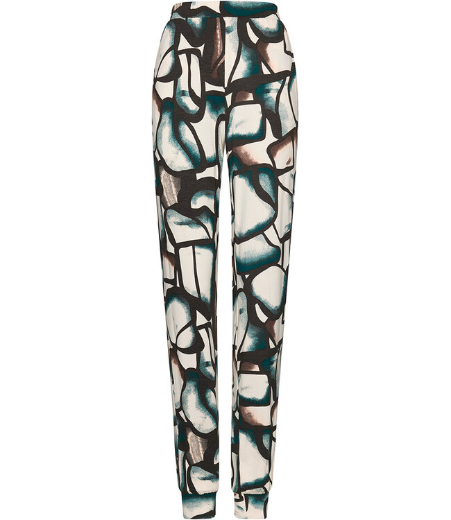 Black ecovero viscose ladies pyjama V-neck with cuffs long sleeves Artistic Links