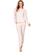 Beige huispak ronde hals met boorden lange mouwen Soft Comfort