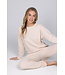 Beige huispak ronde hals met boorden lange mouwen Soft Comfort