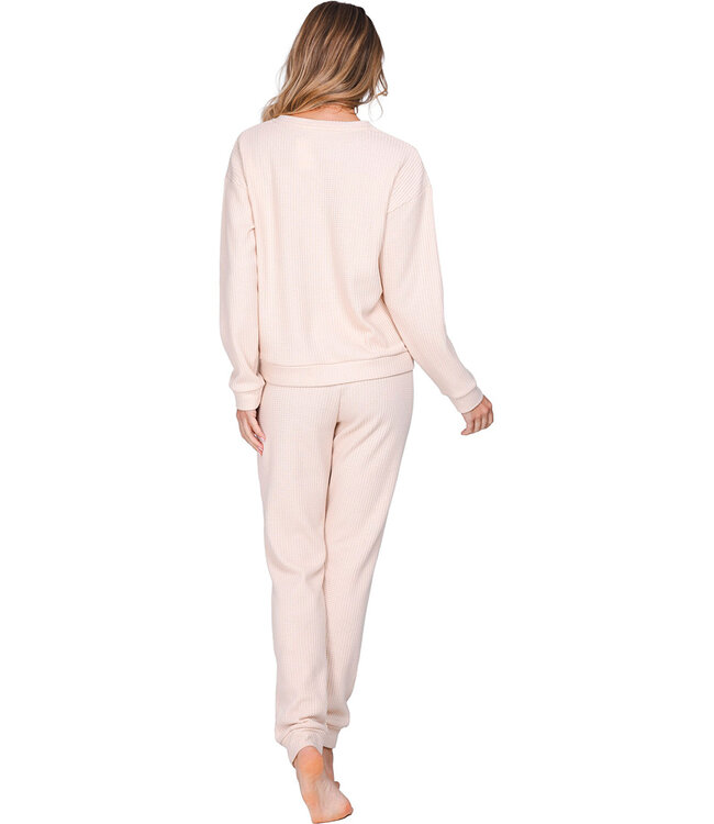 Beige homesuit round neck with cuffs long sleeves Soft Comfort